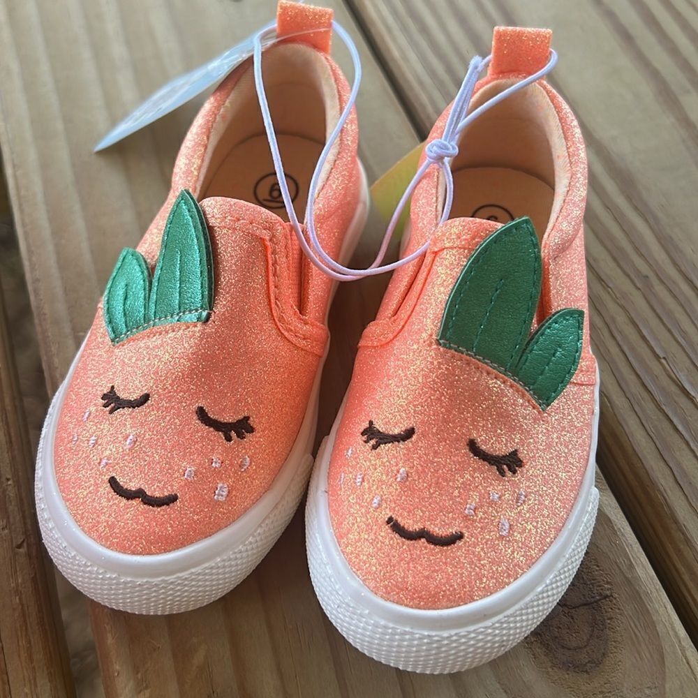 Cat & Jack‎ Size 6 Orange Easter Carrot Slip On Girl’s Shoes Vivian Sneakers